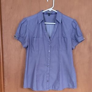 Express Women's Purple Button-Up Top